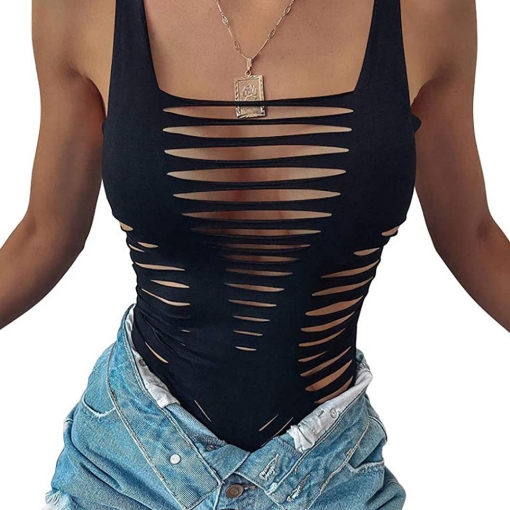 Sexy summer cutout Bodysuit. Black.   Size Medium.
